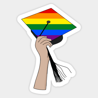 Holding the Square Academic Cap Rainbow Sticker